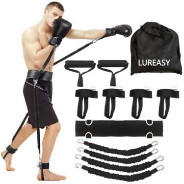 Imagem de 12 peças/conjunto de faixas de resistência de boxe, equipamento de boxe, equipamento de treinamento, treinador de boxe, equipamento de boxe, cinto de resistência a látex Taekwondo conjunto de cordas