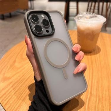 Imagem de Capa armadura fosca para iphone 15, 14 plus, 13, 12, 11 pro max, carregamento magnético, capa rígida para pc, novo cinza, para iphone 15 pro