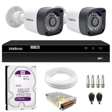 Imagem de Kit 2 Câmeras Full HD 1080p 2MP Bullet 20 Metros Tudo Forte + DVR Inteligente Intelbras MHDX 1304 4 Canais + HD 1TB
