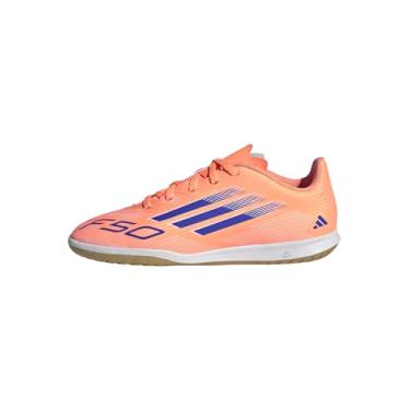 Imagem de adidas Tênis infantil unissex F50 Club Indoor, Laranja/azul claro/branco, 10.5 Little Kid