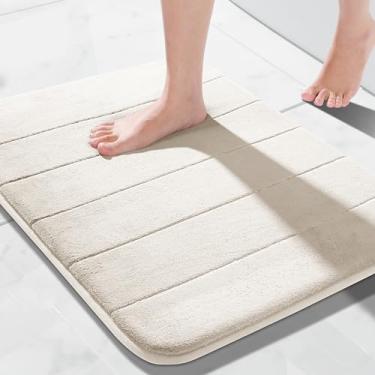 Imagem de Tapete de banho de espuma viscoelástica, 61 x 43 cm, confortável, macio, antiderrapante, super absorvente, tapete de banheiro de secagem rápida para chão, banheira e chuveiro, lavável na máquina