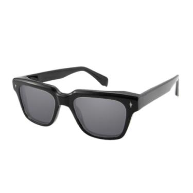 Imagem de HCHES Óculos de sol retrô masculino acetato UV400 feminino estilo punk street (preto cinza)
