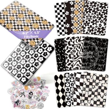 Imagem de Kaciola 12 peças de papel cartolina para e-reader e 50 peças de adesivos de scrapbook para capa transparente, 15,7 x 11,9 cm preto e branco, acessórios de decoração para E-Reader Basic