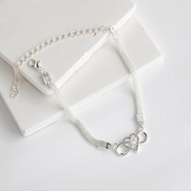 Imagem de Tornozeleiras femininas douradas e prateadas, à prova d'água, com strass brilhante, joia de pé, infinito, coração, tornozeleiras, One Size, Liga de aço, Sem Pedra Preciosa