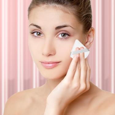 Imagem de 9 esponjas de maquiagem de rosto em pó de veludo macio triângulo puffs de pó molhado e seco para base, pó