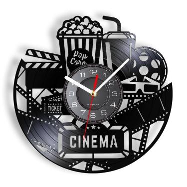 Imagem de Relógio de parede Retro Vinyl Record Cinema Theme 30x30cm