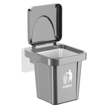 Imagem de Cinzeiro de lata de lixo montado na parede em aço inoxidável com tampa 7x7,3x11,5 cm