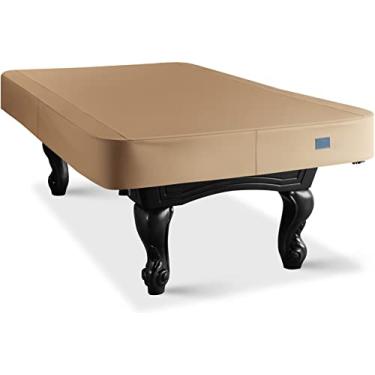 Imagem de BEARCOVER Capa de mesa de bilhar de couro sintético resistente, à prova d'água e à prova de rasgos para mesa de bilhar (marrom trigo, 2,5 m x 1,5 m (L) x 20 cm)