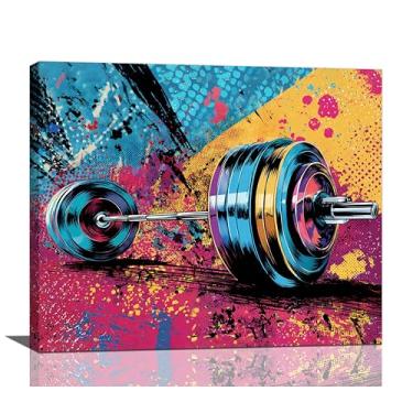 Imagem de Arte de parede de academia halterofilismo fitness lona decoração de parede barbell esportes treinamento imagens pintura Banksy Street grafite impressão arte emoldurado decorações presentes para