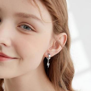 Imagem de Brincos masculinos de aço inoxidável com dobradiças e argola estilo punk de corrente longa para homens em tom prateado, 12mm, Aço inoxidável, Sem pedra preciosa