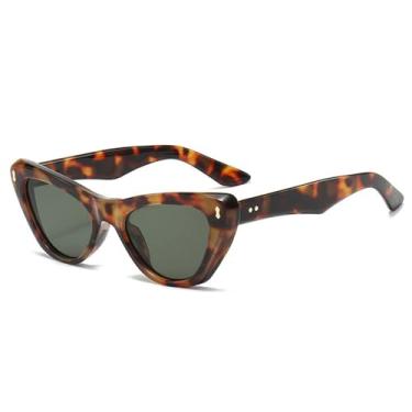 Imagem de Óculos de Sol Rivets Leopard Print Masculino Olho de Gato Azul UV400 Feminino para Esportes ao Ar Livre, Corrida e Ciclismo, Leopardo Verde Escuro