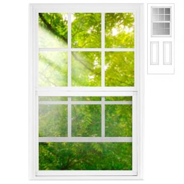 Imagem de Pushglossy 24 x 38 inserções de vidro de porta de substituição para entrada de ventilação 12 Lite Kit de janela deslizante vertical moldura branca com vidro baixo E para reforma da casa, exterior ou
