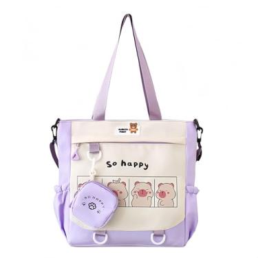 Imagem de IN Chenthy Bolsa carteiro Kawaii para jovens adultos - Bolsa tiracolo com estampa capivara e bolsa para moedas, Roxa, tamanho �nico