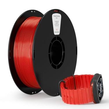 Imagem de kexcelled Filamento TPU 1,75 mm, filamento de impressora 3D macio flexível TPU 95A vermelho transparente, carretel de 1 kg, excelente elasticidade, serve na maioria das impressoras 3D FDM