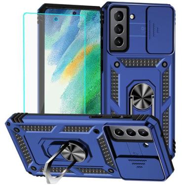 Imagem de Capa de telefone HNHYGETE Samsung S21 FE azul à prova de choque