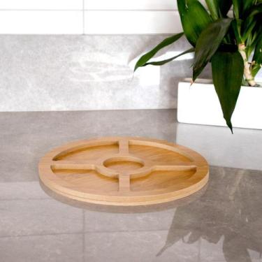 Imagem de Bandeja Decorativa de Bambu para Petiscos Redonda 26cm F01 - D'Rossi