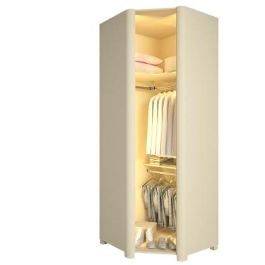 Imagem de Guarda-roupa Canto 100% MDF 1 Porta Reflecta Com Pés E Led Off White -