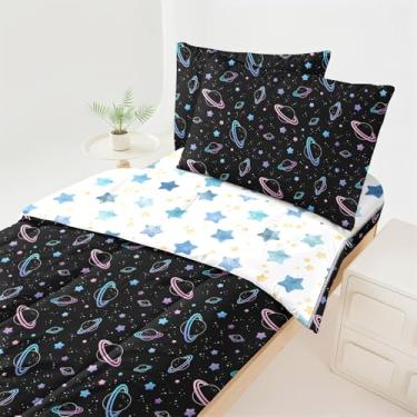 Imagem de Dearller Jogo de cama Galaxy com zíper, solteiro, para meninos e crianças, tudo em um