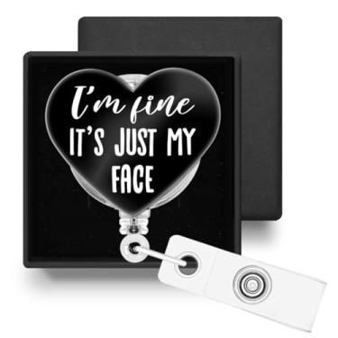 Imagem de Carretel de crachá retrátil engraçado com clipe jacaré, porta-crachá retrátil com clipe jacaré, presentes para enfermeira, professora, trabalhadora de escritório médico, médico, estou bem