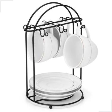 Imagem de 2X Suporte Organizador Para Xícaras E Pires De Café Aço Pret