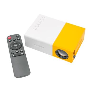 Imagem de Projetor LED Portátil 1080p, Branco e Amarelo, TFT LCD, 13x9x5cm, com Controle USB, Entrada AV, Suporte Multimídia, Compatível com Diversos Formatos