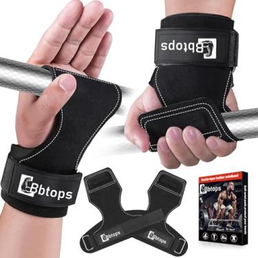 Imagem de Alça de pulso para levantamento de peso, alças de couro de camada dupla para treinamento de força na academia, levantamento de peso, levantamento terra e levantamento de peso, aumenta a força de