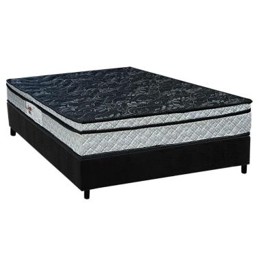 Imagem de Conjunto Box Casal: Colchão Espuma Paropas D28 Conforto Firme + Base Crc Suede Black (138x188)