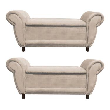 Imagem de Kit 02 Recamier Com Baú Itália Suede Bege