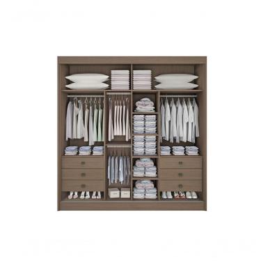 Imagem de Guarda Roupa Titanium 2 Portas 6 Gavetas Com Espelho Com Pés D' Doro Castanho/off White