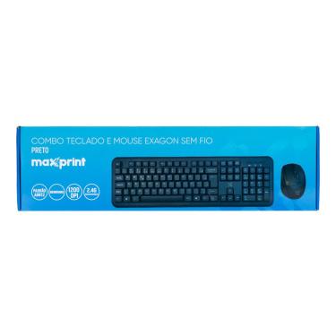 Imagem de Teclado com Mouse sem Fio Exagon Maxprint Preto