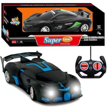 Imagem de Carro de Controle Remoto Infantil Super Carro com Farol Preto - Toy Ki