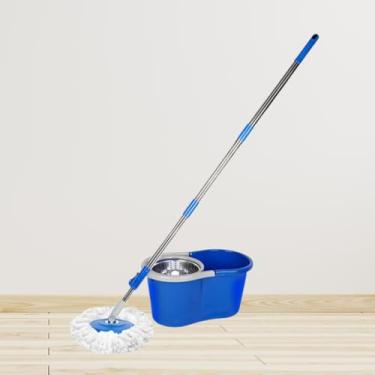 Imagem de Mop Giratório com Balde de alumínio, Esfregão com Cabo Extensível, Sistema de Centrifugação, Azul e Cinza