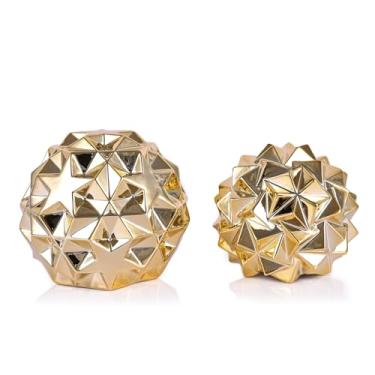 Imagem de Objetos decorativos de esferas de nó dourado, decoração de mesa de centro estética moderna para casa, para estante de entrada, mesa de cabeceira, escultura de nó minimalista para sala de estar em casa