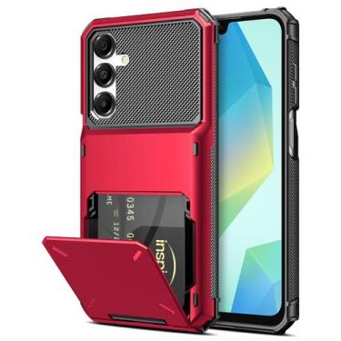 Imagem de Capa para celular COOYA Samsung Galaxy A16 6.7", carteira vermelha