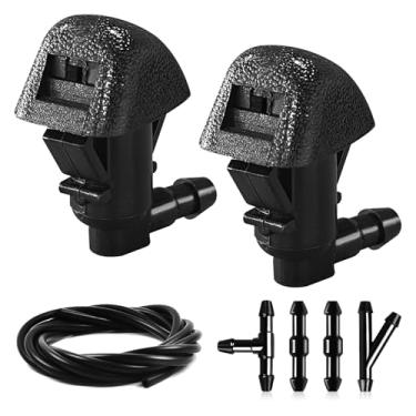 Imagem de HQRNYP Kit de bicos de lavagem de para-brisa, bocais de limpador de para-brisa de substituição automotiva, jato de lavadora e mangueira de fluido com conectores, acessórios de carro adequados para