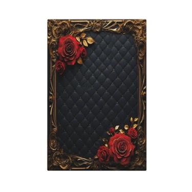 Imagem de Capa de interruptor de luz rosa vermelha floral vintage ouro barroco luxo placas decorativas 1 gangue em branco sem dispositivo capas de tomada placas de parede elétricas para decoração de cabana de