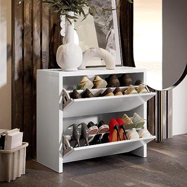 Imagem de Sapateira de Porta Para Calçados até Numero 40 Sapateira para Closet com Duas Portas Mesa de Cabeceira (Branco)