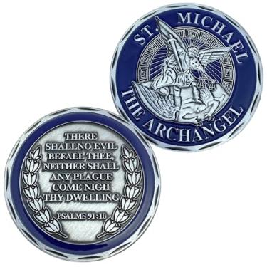 Imagem de St. Michael The Archangel Challenge Coin – Psalm 91:10 Prayer Coin for Protection & Strength – Guardian Angel Collectible Token