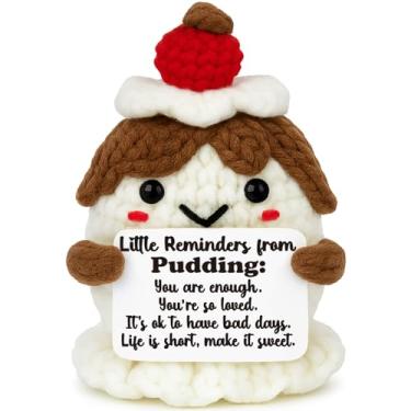 Imagem de Mini Inspirational Positive Crochet Pudding Cute Handmade Pudding Little Reminders Emotional Uplifting Support Mental Health Sweet Gifts for Women Daughter Sister Friend Student Birthday Graduation