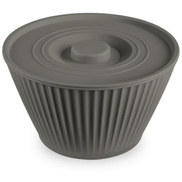 Imagem de Pote Redondo Tigela Com Tampa 1L Bowl Organização Alimentos (Cinza Escuro)