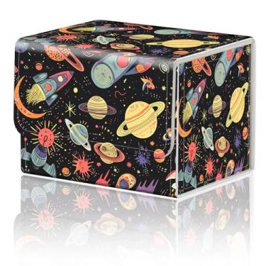 Imagem de Caixa de armazenamento de jogos de cartas TCG Deck Box MTG Card Box Organizer Trading Card Box Commander Deck Box TCG Card Storage Box Magnetic Closure Creative Pattern até 200 cartas, espaçadores