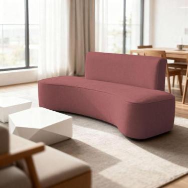 Imagem de Sofá Feijão Orgânico Curvo 3 Lugar Suede Sala Contemporânea Cor:rose -