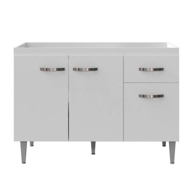 Imagem de Balcão Para Pia Gabriela 120 Cm 3 Portas Branco  Ajl