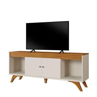 Imagem de Rack Madrid 2 Portas Detalhe Ripado - Mavaular Off White/naturale