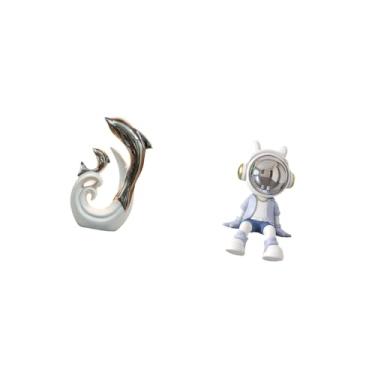 Imagem de Fenteer Escultura Moderna E Abstrata de Cerâmica em Forma de Golfinho para Sala de Estar, Escritório, Mesa de Centro, Estante, de Entrada E de