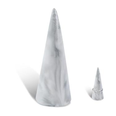 Imagem de ZGGAZCA Suporte de anel de mármore para mesa de cabeceira, suporte de joias bonito para homens, suporte de exibição de anel de casamento para prato de cozinha para pia de banheiro, forma de torre de