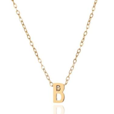 Imagem de FLORA Colar dourado com pingente em forma de letra B colar em aço titânio colar moderno e versátil para mulheres