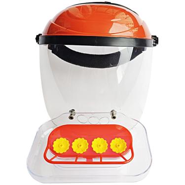 Imagem de Alimentador de beija-flor para capacete, acessório de cabeça portátil para observação de pássaros, protetor facial com máscara alimentadora, 4 portas, flor de alimentação, pássaro ajustável para