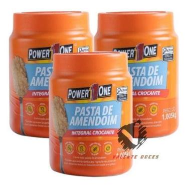 Imagem de Kit 3 Pasta De Amendoim Integral Crocante 1kg Power One - powerone