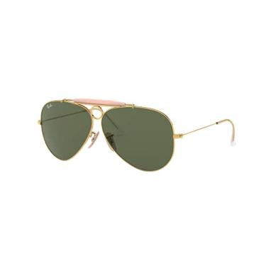 Imagem de Ray-Ban RB3138 Shooter Aviador Óculos de sol, Artista Gold/Green, 62 mm